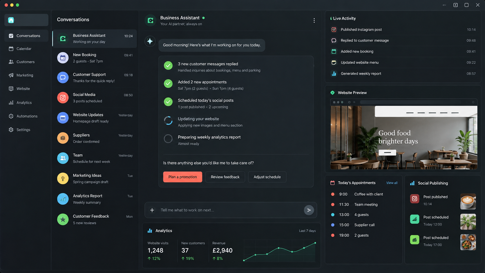 Aymo Desktop konuşma, canlı işlem ve web önizleme ekranı